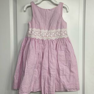 Polo Ralph Lauren Girls Dress Pink/White Seersucker 4/4T sleeveless